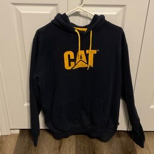 Caterpillar Navy Blue Hoodie with Yellow Logo